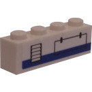 LEGO White Brick 1 x 4 with Plane Vent and Hatch Sticker (3010)