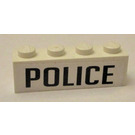 LEGO Wit Steen 1 x 4 met 'Politie' Sticker (3010)