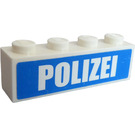 LEGO Weiß Backstein 1 x 4 mit "POLIZEI" Aufkleber (3010)
