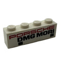 LEGO Weiß Backstein 1 x 4 mit 'PORSCHE' und 'DMG MORI' Aufkleber (3010)