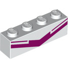 LEGO Wit Steen 1 x 4 met Purple Line (3010 / 55974)
