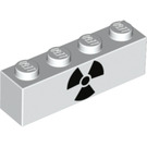 LEGO White Brick 1 x 4 with Radioactive Warning (3010)