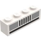 LEGO White Brick 1 x 4 with Silver Car Headlights (3010)
