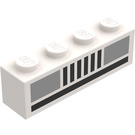 LEGO White Brick 1 x 4 with Silver Car Headlights (3010 / 80352)