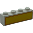 LEGO blanc Brique 1 x 4 avec Jaune Rectangle Autocollant (3010)