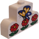 LEGO White Brick 1 x 4 x 2 with Centre Stud Top with Butterfly and Flowers Sticker (4088)