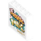 LEGO White Brick 1 x 4 x 3 with ‘Freestyle MIX’ (Front) and Pigsy’s Noodle Restaurant Photo (Back) Sticker (49311)