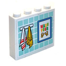 LEGO blanc Brique 1 x 4 x 3 avec Towels, 'Wash your Mains' / Children Paintings Autocollant (49311)