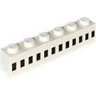 LEGO Wit Steen 1 x 6 met 12 Ferry Squares (3009)