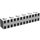 LEGO White Brick 1 x 6 with 2 Lines of Black Ferry Squares (3009)