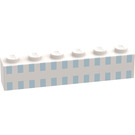 LEGO White Brick 1 x 6 with 24 Light Blue Squares (3009)