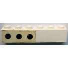 LEGO Wit Steen 1 x 6 met 3 Zwart Patrijspoort dots (Links) Sticker (3009)