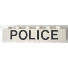 LEGO blanc Brique 1 x 6 avec Noir "Police" Sans-Serif (3009)