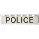 LEGO White Brick 1 x 6 with Black "POLICE" Sans-Serif (3009)