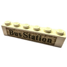 LEGO blanc Brique 1 x 6 avec 'Bus Station' Autocollant (3009)