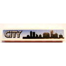 LEGO Wit Steen 1 x 6 met 'CITY', Skyline Sticker (3009)