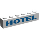 LEGO blanc Brique 1 x 6 avec 'Hotel' (3009)