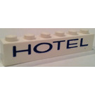LEGO Weiß Backstein 1 x 6 mit "HOTEL" ohne Unterrohre, mit Querstützen