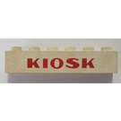 LEGO White Brick 1 x 6 with "KIOSK" without Bottom Tubes, with Cross Supports