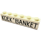 LEGO White Brick 1 x 6 with "KOEK " BANKET" without Bottom Tubes, with Cross Supports