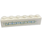 LEGO blanc Brique 1 x 6 avec Lemonade Autocollant (3009)