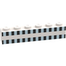 LEGO Blanco Ladrillo 1 x 6 con Luz Azul y Negro Cuadrados (3009)