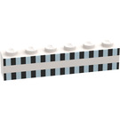 LEGO White Brick 1 x 6 with Light Blue and Black Squares (3009)