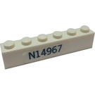 LEGO blanc Brique 1 x 6 avec 'N14967' (both sides) Autocollant (3009)