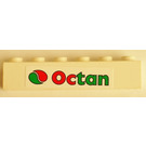 LEGO Weiß Backstein 1 x 6 mit Octan Logo Aufkleber (3009)