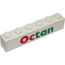 LEGO White Brick 1 x 6 with 'Octan' Sticker (3009)