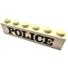 LEGO Vit Kloss 1 x 6 med Polis (Serif) (3009)