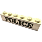 LEGO Weiß Backstein 1 x 6 mit Polizei (Serif) (3009)
