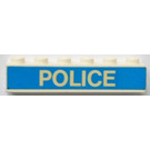 LEGO blanc Brique 1 x 6 avec 'Police' Autocollant (3009)