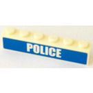 LEGO Weiß Backstein 1 x 6 mit Polizei Aufkleber (3009)