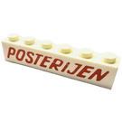 LEGO Bílá Kostka 1 x 6 s POSTERIJEN bez spodních trubiček, s příčnými podpěrami