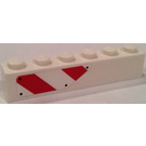 LEGO blanc Brique 1 x 6 avec rouge/blanc Hazard Striped Cut-Off Rectangle (Droite Côté) Autocollant (3009)