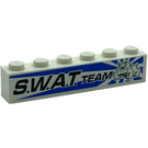 LEGO White Brick 1 x 6 with 'S.W.A.T. TEAM' (right) Sticker (3009)