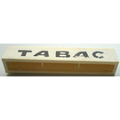 LEGO White Brick 1 x 6 with 'TABAC' without Bottom Tubes, with Cross Supports