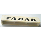 LEGO White Brick 1 x 6 with "TABAK" (Bold, Italic) without Bottom Tubes, with Cross Supports