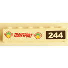 LEGO White Brick 1 x 6 with "Transport 244" Sticker (3009)