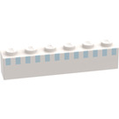 LEGO Weiß Stein 1 x 6 mit Upper 12 Licht Blau Quadrate (3009)