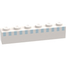 LEGO Wit Steen 1 x 6 met Upper 12 Light Blauw Squares (3009)