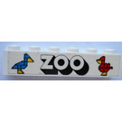 LEGO White Brick 1 x 6 with 'ZOO', 2 Birds Sticker (3009)