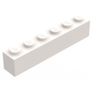 LEGO White Brick 1 x 6 without Bottom Tubes (3067)