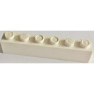 LEGO Wit Steen 1 x 6 zonder buizen aan de onderzijde, met Dwarssteunen