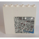 LEGO blanc Brique 1 x 6 x 5 avec Map et 'CITY' Autocollant (3754)