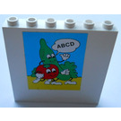 LEGO White Brick 1 x 6 x 5 with Vegetables and "ABCD" Sticker (3754)