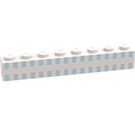 LEGO White Brick 1 x 8 with 32 Light Blue Squares (3008)