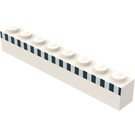 LEGO White Brick 1 x 8 with Black and Blue Ferry Squares (3008)