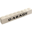 LEGO White Brick 1 x 8 with Black 'Garage' (3008)